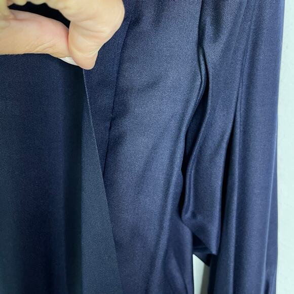 Vintage Joanie Char Navy Blue 100% Silk pleated blouse - Picture 5 of 11